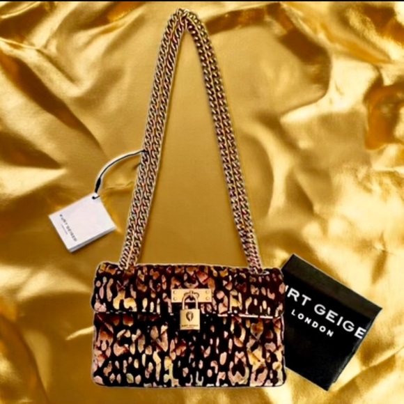 Kurt Geiger London Leopard Print Velvet Mini Brixton Crossbody Bag - Picture 12 of 12